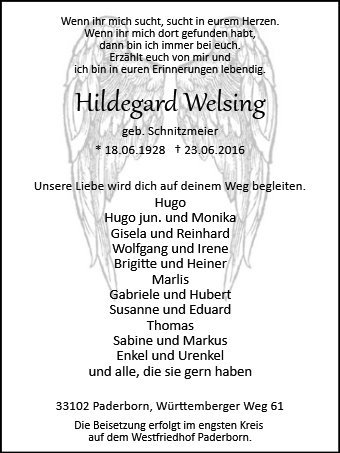 Erinnerungsbild für Hildegard Welsing